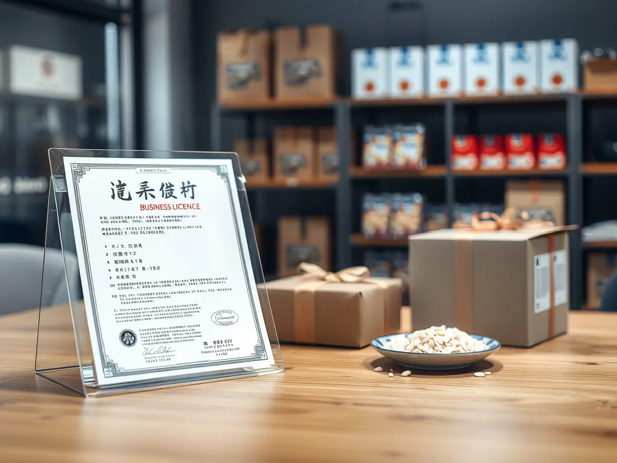 食品经营许可证与农特产品礼盒展示